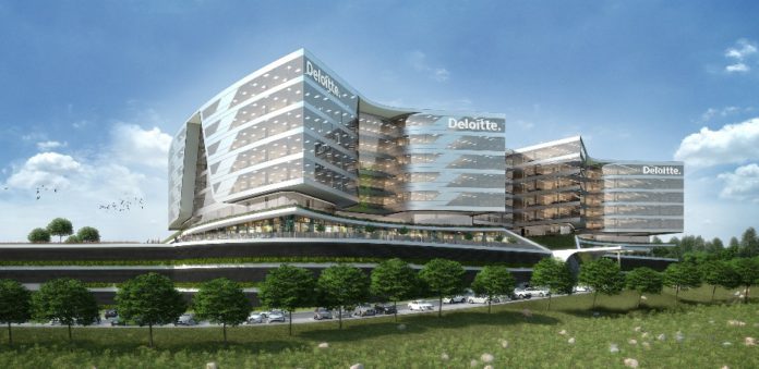 Exterior view of the new Gauteng office for Deloitte developed by Atterbury Property. Exterior view of the new Gauteng office for Deloitte developed by Atterbury Property.