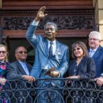 Unveiling of the Nelson Mandela statue on the Cape Town City Hall balcony