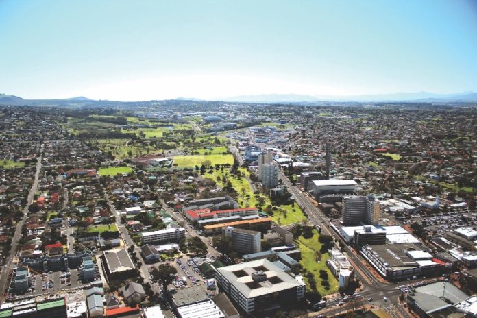 Bellville from the air, showing green spaces