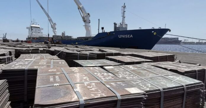 Unisea Vessel offloading Copper Cathodes at the Port of Walvis Bay - NAMPORT